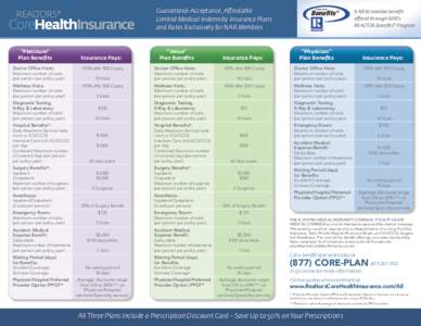 Guaranteed-Acceptance, Affordable Limited Medical Indemnity Insurance Plans and Rates Exclusively for NAR Members REALTOR