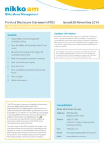 Product Disclosure Statement (PDS)	 Nikko AM Australian Bond Fund Contents 1	  About Nikko Asset Management