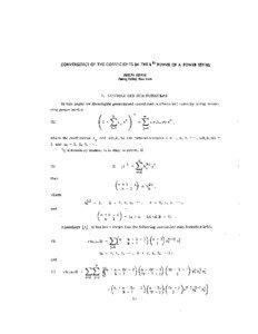 CONVERGENCE OF THE COEFFICIENTS IN THE km POWER OF A POWER SERIES JOSEPH ARKIN Spring Valle^, New York