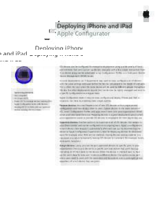Deploying iPhone and iPad Apple Configurator iOS devices can be configured for enterprise deployment using a wide variety of tools and methods. End users can set up devices manually with a few simple instructions from IT