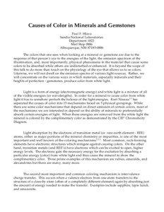 Causes of Color in Minerals and Gemstones Paul F. Hlava Sandia National Laboratories