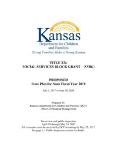 TITLE XX:  Social Services Block Grant (SSBG)