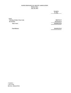 MAINE INSURANCE GUARANTY ASSOCIATION Balance Sheet June 30, 2014 Inception To Date