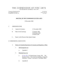 THE COMMISSION OF FINE ARTS ESTABLISHED BY CONGRESS 17 MAY 1910 NATIONAL BUILDING MUSEUM 401 F STREET NW SUITE 312 WASHINGTON, DC[removed]