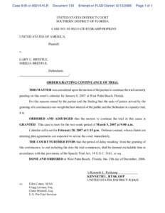 Order Granting Continuance of Trial