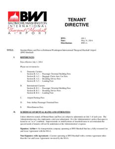 TENANT DIRECTIVE BWI: Date: Distribution: