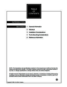 TABLE OF CONTENTS INTRODUCTION SECTIONS