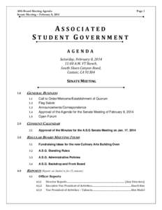 ASG Board Meeting Agenda Senate Meeting – February 8, 2014 Page 1  ASSOCIATED