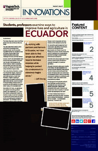 Volume 3, Issue 3  HTTP://NEWS.CALS.VT.EDU/INNOVATIONS Students, professors examine ways to improve lives and agriculture in