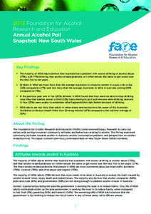 2013 Foundation for Alcohol Research and Education Annual Alcohol Poll Snapshot: New South Wales  Key Findings