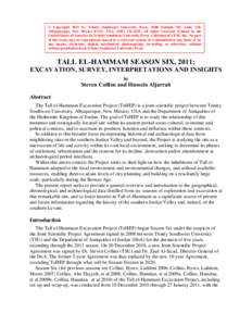 © Copyright 2011 by Trinity Southwest University Press, 5600 Eubank NE, Suite 130, Albuquerque, New Mexico 87111, USA; ([removed]All rights reserved. Printed in the United States of America by Trinity Southwest Un