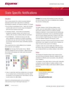 WORKFORCE SOLUTIONS  State Specific Notifications Situation There is growing employer risk as states increasingly implement employment laws that require unique forms to be distributed,