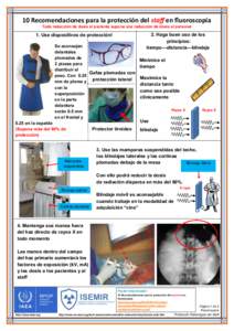 10 Recomendaciones para la protección del staff en fluoroscopía Toda reducción de dosis al paciente supone una reducción de dosis al personal 1. Use dispositivos de protección! Se aconsejan delantales