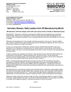 Secretary Newson, State Leaders Kick Off Manufacturing Month