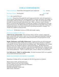 FY08 ACCOMPLISHMENTS Name of Fee Project: Painted Rock Petroglyph Site and Campground Fee Project Contact: Jack Ragsdale State: Arizona Phone: [removed]