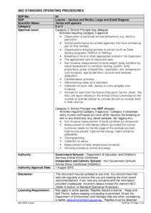 AEC STANDARD OPERATING PROCEDURES SOP No: SOP Scientific Name: Category: Approval Level: