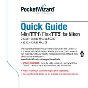 a MAKE IT POSSIBLE™ Quick Guide  for Nikon