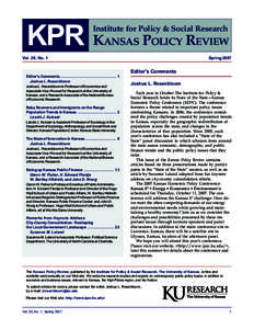 KANSAS POLICY REVIEW  Institute for Policy & Social Research KPR K