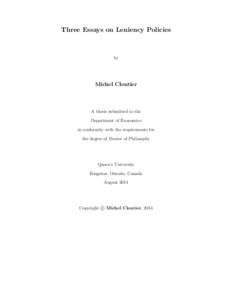 Three Essays on Leniency Policies  by Michel Cloutier