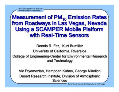 Measurement of PM10 Emission Rates from Roadways in Las Vegas, Nevada Using a SCAMPER Mobile Platform with Real-Time Sensors