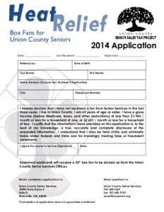HeatRelief Box Fans for Union County Seniors Date: ___________________[removed]Application