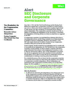 April 8, 2014  Alert SEC Disclosure and Corporate Governance