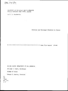 COLUIMBIUM IN THE GOLD- AND TIN-BEARING PLACER DEPOSITS NEAR TOFTY, ALASKA by D. D. Southworth Critical and Strategic Minerals in Alaska