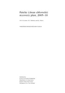 Pateke (Anas chlorotis) recovery plan, [removed]