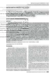 DOI:http://dx.doi.orgAPJCPShort-term Exercise Against DOX-induced Cardiotoxicity in Rats RESEARCH COMMUNICATION Is Short-term Exercise a Therapeutic Tool for Improvement