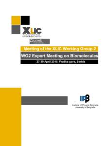 Meeting of the XLIC Working Group 2  WG2 Expert Meeting on BiomoleculesApril 2015, Fruška gora, Serbia  Institute of Physics Belgrade
