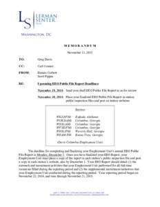 MEMORANDUM November 13, 2015 TO: Greg Davis