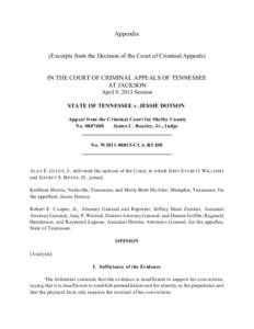 Appendix  (Excerpts from the Decision of the Court of Criminal Appeals) IN THE COURT OF CRIMINAL APPEALS OF TENNESSEE AT JACKSON