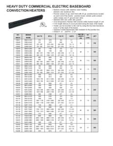 HEAVY DUTY COMMERCIAL ELECTRIC BASEBOARD • Bankers bronze with stainless steel heating CONVECTION HEATERS element and aluminum fins • Powder coated 22 ga. steel front with 20 ga. junction boxes located on each end of