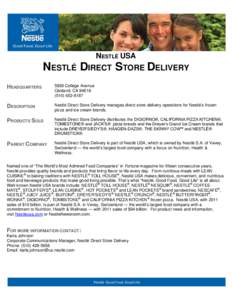 NESTLÉ USA  NESTLÉ DIRECT STORE DELIVERY HEADQUARTERSCollege Avenue