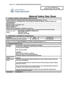 Page 1 of 4 – Azelastine Hydrochloride Nasal Solution (Nasal Spray)  IN CASE OF EMERGENCY Emergency Phone: ([removed]Material Safety Data Sheet