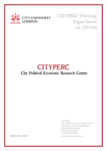 CITYPERC Working Paper Series no[removed]