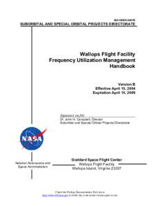 Spaceports / Wallops Flight Facility / NTIA Manual of Regulations and Procedures for Federal Radio Frequency Management / Wallop / Electromagnetic interference / Radio frequency / Frequency assignment authority / Virginia / Radio spectrum / Goddard Space Flight Center