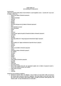 SHORT TERM STAY (not exceeding the 90 days period) Visa free entry: Citizens of countries/entities listed in the[removed]EC council regulation Annex II. (“positive list”) may travel to Hungary without visa: • Alba