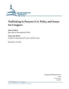 Trafficking in Persons: U.S. Policy and Issues for Congress