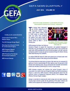 GEFA NEWS QUARTERLY JULY 2014 VOLUME XV  WATER AND ENERGY CONSERVATION