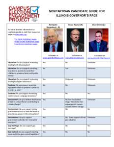 NONPARTISAN CANDIDATE GUIDE FOR ILLINOIS GOVERNOR’S RACE Pat Quinn (Incumbent - D)  Bruce Rauner (R)