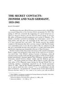 The Secret Contacts - Zionism and Nazi Germany, 