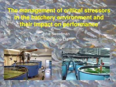 The management of critical stressors in the hatchery environment and their impact on performance John Sweetman Ecomarine Ltd