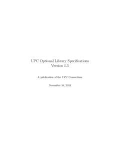 UPC Optional Library Specifications, Version 1.3