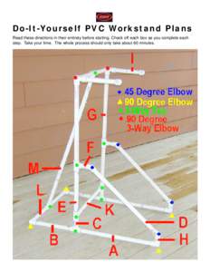 Do-It-Yourself PVC Workstand Plans Read these directions in their entirety before starting. Check off each box as you complete each step. Take your time. The whole process should only take about 60 minutes. 2