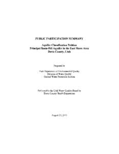 Hydrology / Utah / Aquifers / Utah Division of Water Quality / Davis County /  Utah / Utah Department of Environmental Quality / Salt Lake City / Public comment / Groundwater / Water / Wasatch Front / Hydraulic engineering