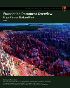 NATIONAL PARK SERVICE • U.S. DEPARTMENT OF THE INTERIOR  Foundation Document Overview Bryce Canyon National Park Utah