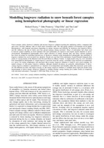 HYDROLOGICAL PROCESSES Hydrol. Process. 22, 2788– [removed]Published online 20 June 2008 in Wiley InterScience (www.interscience.wiley.com) DOI: [removed]hyp[removed]Modelling longwave radiation to snow beneath forest 