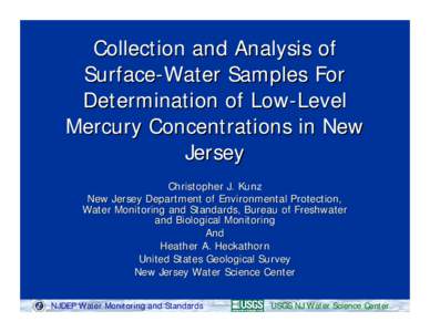 Chemistry / Environmental science / Water / Water management / Water quality / Mercury / New Jersey Department of Environmental Protection / United States Geological Survey / Matter / Water pollution / Environment