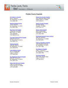 Pinellas County Hospital Contacts and Links